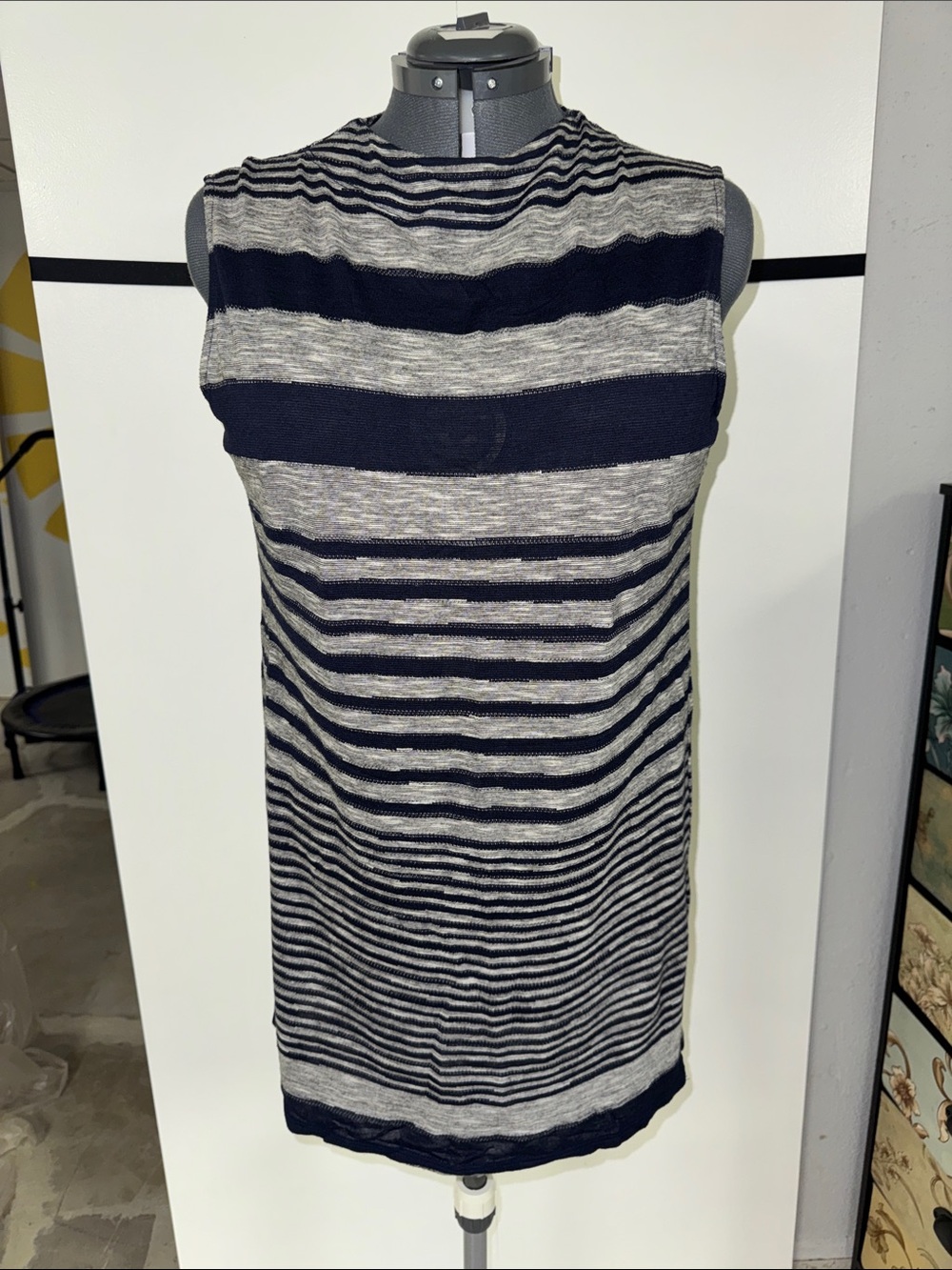 dolan Striped Knit Top in Navy & Light Gray
